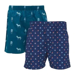 XYXX Teal & Blue Printed Cotton Boxers (Pack Of 2)-image-33