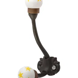 IndianShelf White & Yellow Printed Ceramic Wall Hook-image-82