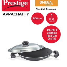 Prestige Omega Select Plus Non-Stick Deep Appachetty with Lid | Black | 20 cm | Residue Free | Scratch Resistant | Comfortable Grip | Spoon Friendly image 2