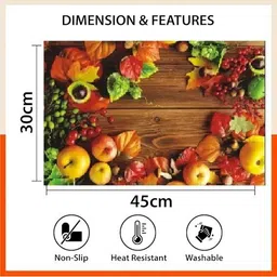 REVEXO 12 Pcs Brown & Red Printed Table Placemats With Coasters image 3