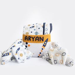 Yellow Doodle Child Of The Universe and Doodle Circles Bedding Essentials Gift Basket - Blue-image-8