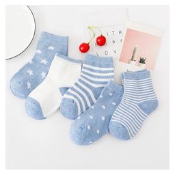 SYGA Non Slip Cotton Trainer Socks Pack of 5 Pairs - Blue-image-99