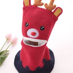 Babyhug Acrylic Monkey Cap Reindeer Print - Red-image-18