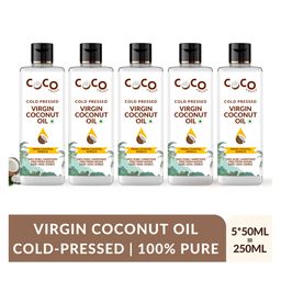 Coco Crush Cold-Pressed Virgin Coconut Oil, 100% Pure & Natural Pack of 5 - 50ml each (250 ml)-image-43