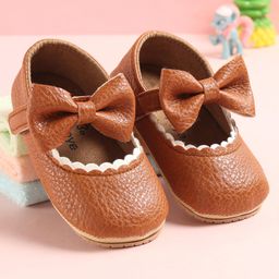 Babyoye Velcro Closure Booties with Bow Applique - Brown-image-94