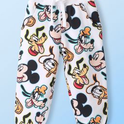Babyhug Disney 100% Cotton Knit Single Jersey Full Length Lounge Pants With Mickey Mouse Print - White-18