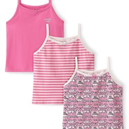 Pine Kids Cotton Lycra Knit Sleeveless Stripes & Text Printed Slips Pack of 3 (Colour & Print May Vary)-image-21