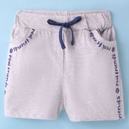 Evimo Looper Knit Knee Length Shorts with Text Print - Grey-image-62