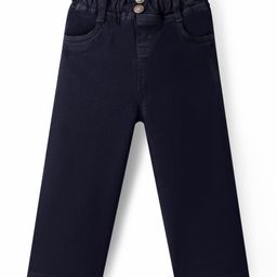Mark & Mia Cotton Lycra Full Length Denim Jeans with Paper Bag Waistband Solid Colour - Black-image-97