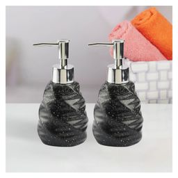 KOOKEE Ceramic Soap Dispenser for handwash for Bathroom, Black, (Set of 2) (10998)-14