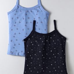 Bodycare Cotton Knit Sleeveless Slips With Star Print Pack Of 2 - Light Blue & Navy Blue-image-97