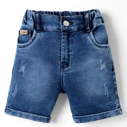 Olio Kids Denim Knit Above Knee Length Distressed Shorts -Navy Blue-image-21