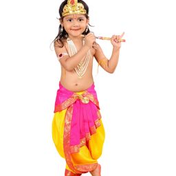 Itsmycostume Janmashtami Theme Lord Krishna Costume Set - Magenta & Yellow-image-64