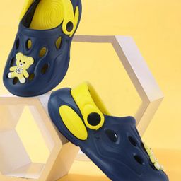PASSION PETALS Teddy Applique Detailed Perforated Clogs - Royal Blue-image-87