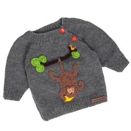 The Original Knit Knit Full Sleeves Monkey Designed Sweater - Dark Grey-picture-48