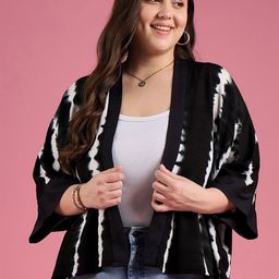 DressBerry Curve Tie & Dye Open Front Straight Shrug-1