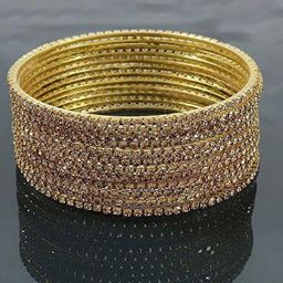 jtraditional Set Of 12 Gold-Plated AD-Studded Bangles-image-76