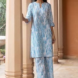 KALINI Women Blue Cotton Blend Kurta Sets-picture-20