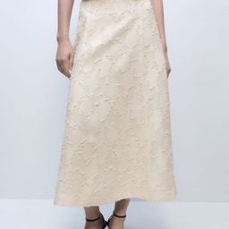 MANGO Fringed Midi A-Line Skirt-21
