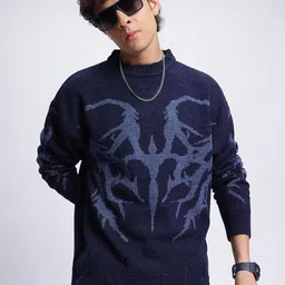 glitchez Ripped Rebel Self-Design Drop-Shoulder Pullover-image-18