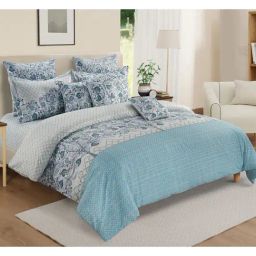 Swayam Blue Cotton Abstract King Bed Sheets 2 Pillow Covers-picture-41