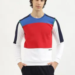 United Colors of Benetton Red Cotton Blend Regular Colorblock Sweatshirt-image-96