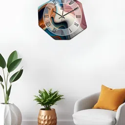 OLIVE TREE Blue & Mauve Printed Geometric Wall Clock-54