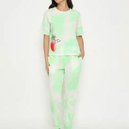Madame M Secret Green Cotton Regular Fit Printed Night Suit-picture-25