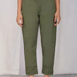 Zuri Green Mid Rise Comfort Fit Elasticated Trouser-picture-44