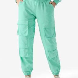 The Souled Store Turquoise Cotton Cargo Joggers-image-95