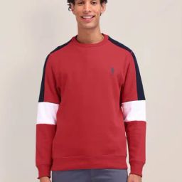 U.S. Polo Assn. Red Regular Fit Colour Block Sweatshirt-8