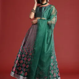 all about you Printed Mirror Work Ready to Wear Lehenga & Blouse With Dupatta-picture-16