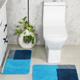 Saral Home Blue Polypropylene Modern Bathmat-14