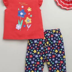Bumzee Girls Navy Cotton Floral Top and Pant-picture-47