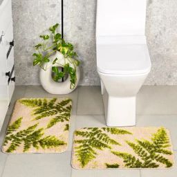 Saral Home Beige Polyester Modern Bathmat-19