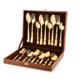FnS Alexa Gold Stainless Steel Cutlery - Set of 18-36