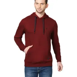 Van Heusen Red Hooded Sweatshirt-image-78