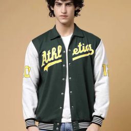 Rigo Green Boxy Fit Printed Oversized Varsity Jacket-image-82