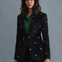 GANT Blue Embroidered Full Sleeves Blazer-image-21