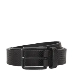 Louis Philippe Black Textured Waist Belt For Men-image-76