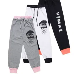 Vimal Jonney Kids Multicolor Printed Trackpants - Pack of 3-image-82