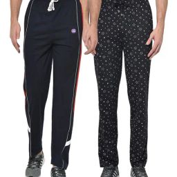 Vimal Jonney Navy & Black Regular Fit Trackpants - Pack of 2-image-72