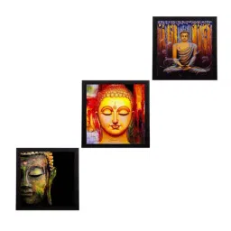 eCraftIndia Set Of 3 Lord Buddha Paper Painting-19