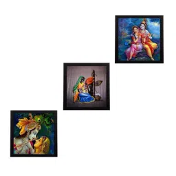 eCraftIndia Set Of 3 Radha Krishna Paper Painting-image-94
