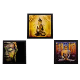 eCraftIndia Set Of 3 Lord Buddha Paper Painting-35