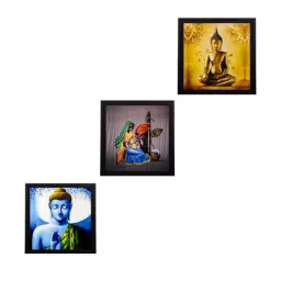 eCraftIndia Set Of 3 Lord Buddha Paper Painting-image-36