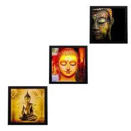 eCraftIndia Set Of 3 Lord Buddha Paper Painting-35