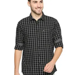 Basics Slim Fit Pirate Black Checks Shirt-image-84