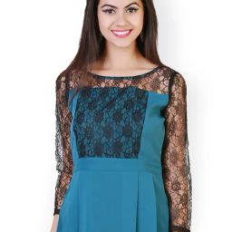 Belle Fille Black & Teal Lace Top-image-86