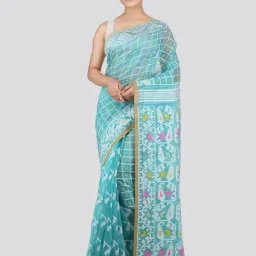 Pinkloom Blue Cotton Woven Saree-picture-35